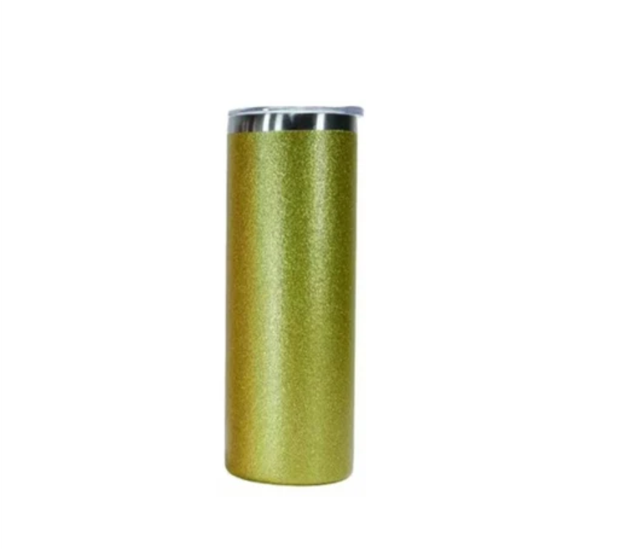 Gold Glitter Stainless Steel Skinny Tumbler Double wall 20oz