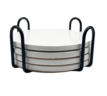 Sublimation ceramic round coaster 4pce with holder