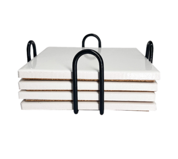 Sublimation ceramic square coaster 4pce with holder